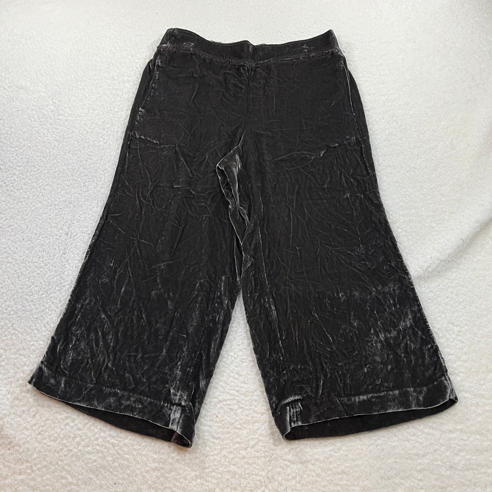 Madewell Pants Womens Large Grey Velvet Silk Blend Wide Leg Culottes G8310 FA17